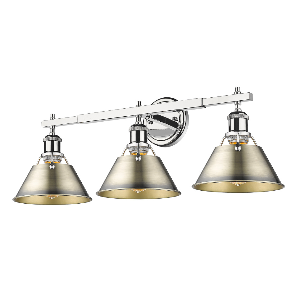 Yep by Golden Lighting Orwell 3-light Vanity in Chrome and Aged Brass shade
